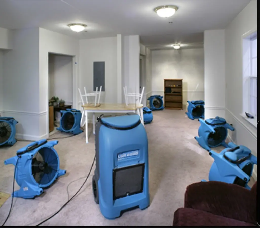 Air movers and dehumidifier setup for Water Damage Restoration in Twentynine Palms