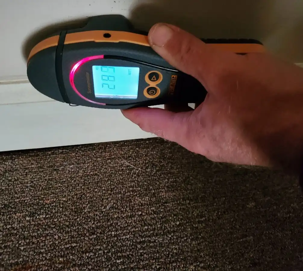 Moisture detection at baseboard during Mold Inspection & Testing in Twentynine Palms